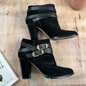 Jimmy Choo Black Melba 80 Buckled Suede Ankle Boots